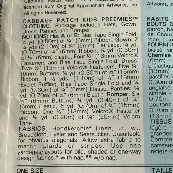 5/$25 Butterick 6980 sewing pattern for cabbage patch dolls 1984 - Picture 6 of 7